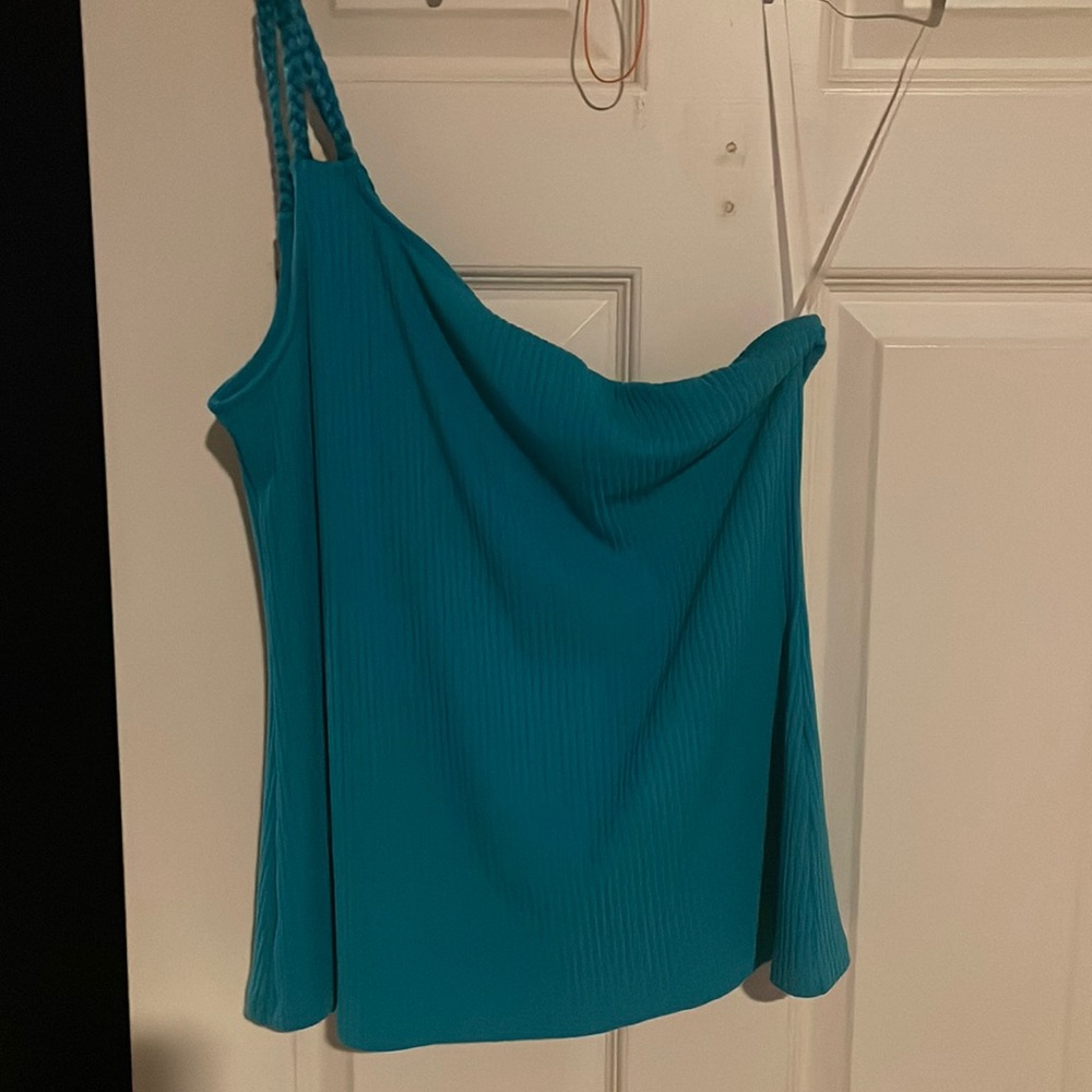 Large - Turquoise One-shoulder Tank